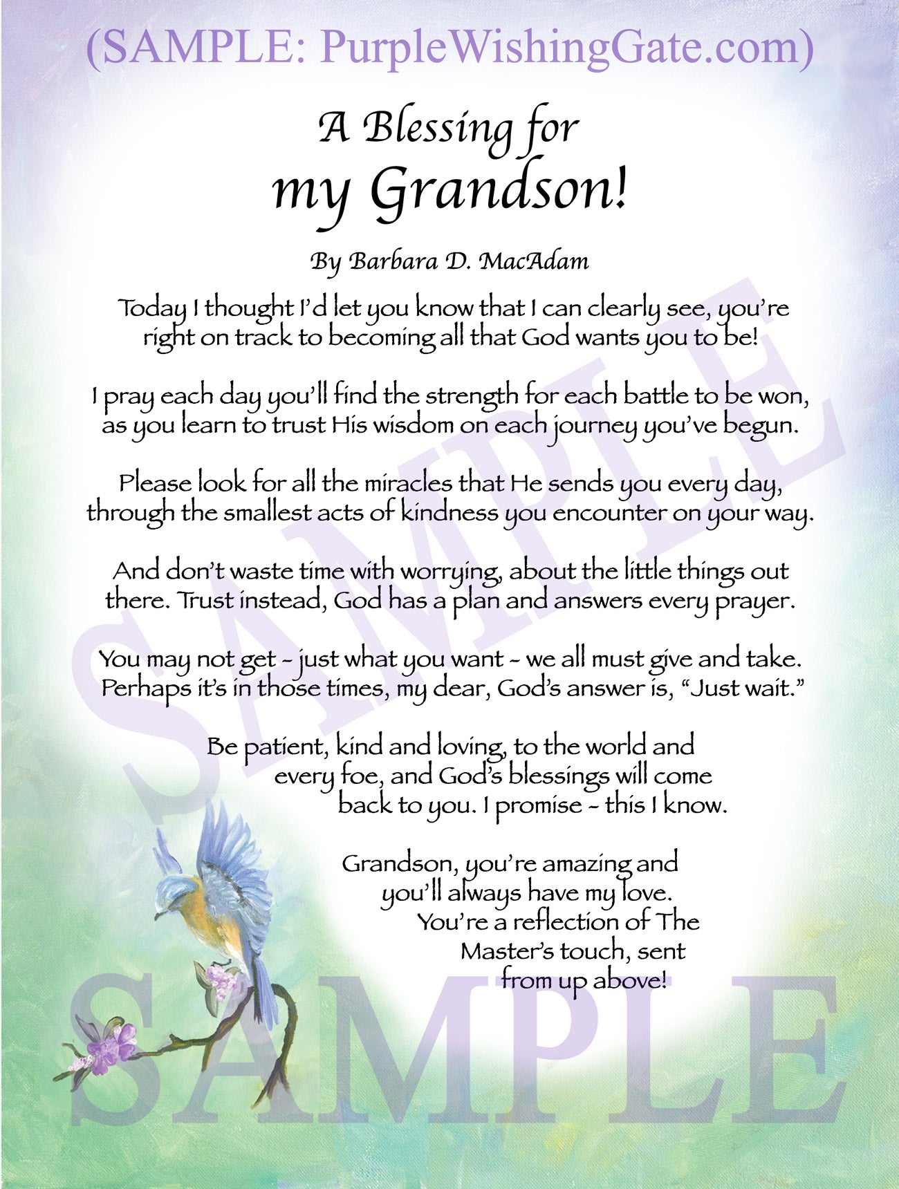 A Blessing for My Grandson! (child-adult) - Gifts for Grandson - PurpleWishingGate.com