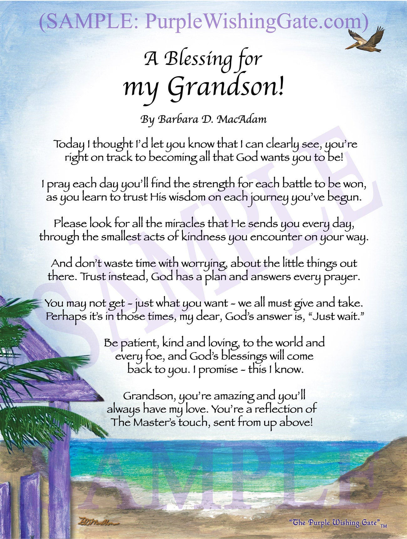 A Blessing for My Grandson! (child-adult) - Gifts for Grandson - PurpleWishingGate.com