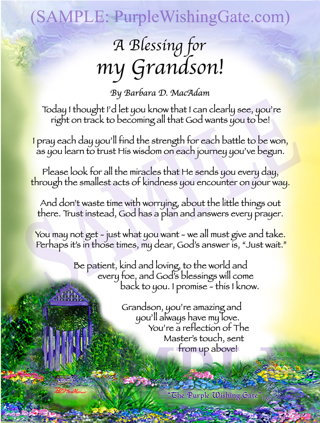 A Blessing for My Grandson! (child-adult) - Gifts for Grandson - PurpleWishingGate.com