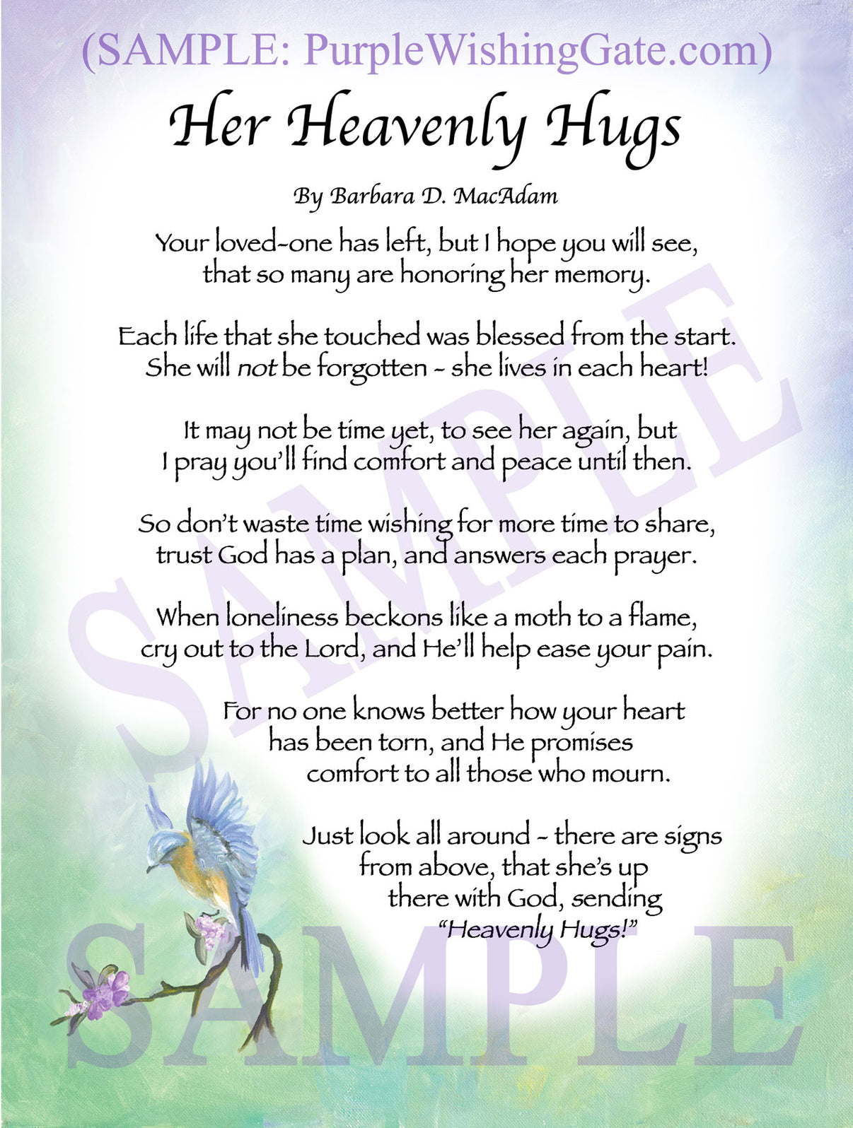 Her Heavenly Hugs - Sympathy Gift - PurpleWishingGate.com