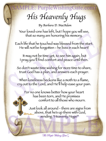 His Heavenly Hugs - Sympathy Gift - PurpleWishingGate.com