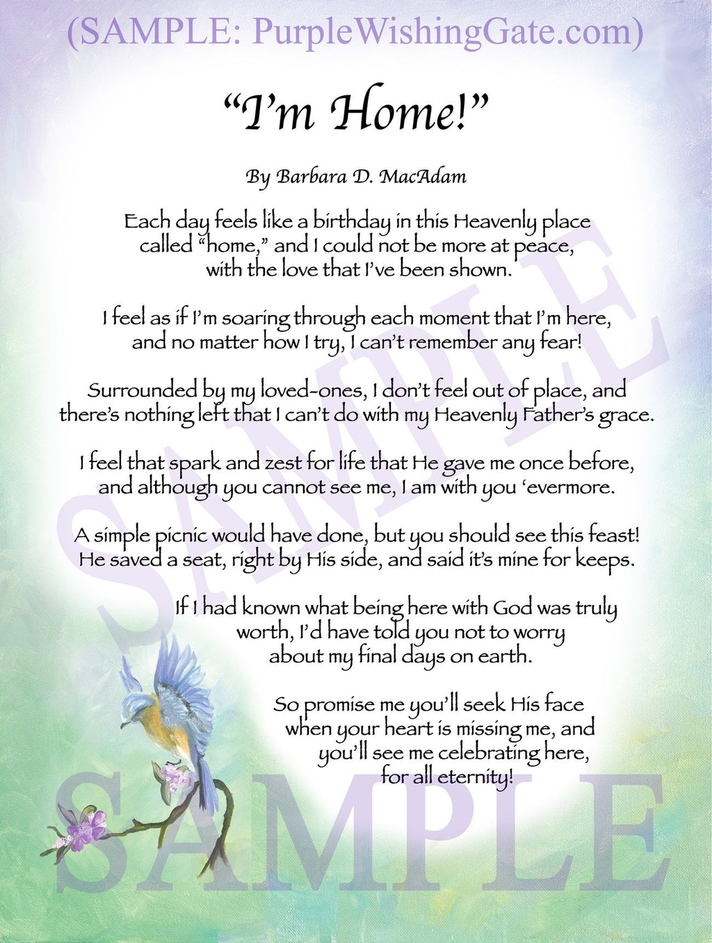 &quot;I&#39;m Home!&quot; - Memorial Gift - PurpleWishingGate.com