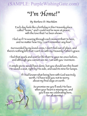 "I'm Home!" - Memorial Gift - PurpleWishingGate.com