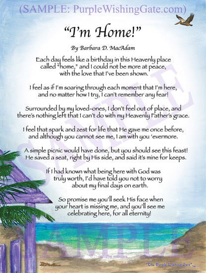 "I'm Home!" - Memorial Gift - PurpleWishingGate.com