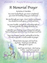 A Memorial Prayer - Memorial Gift - PurpleWishingGate.com