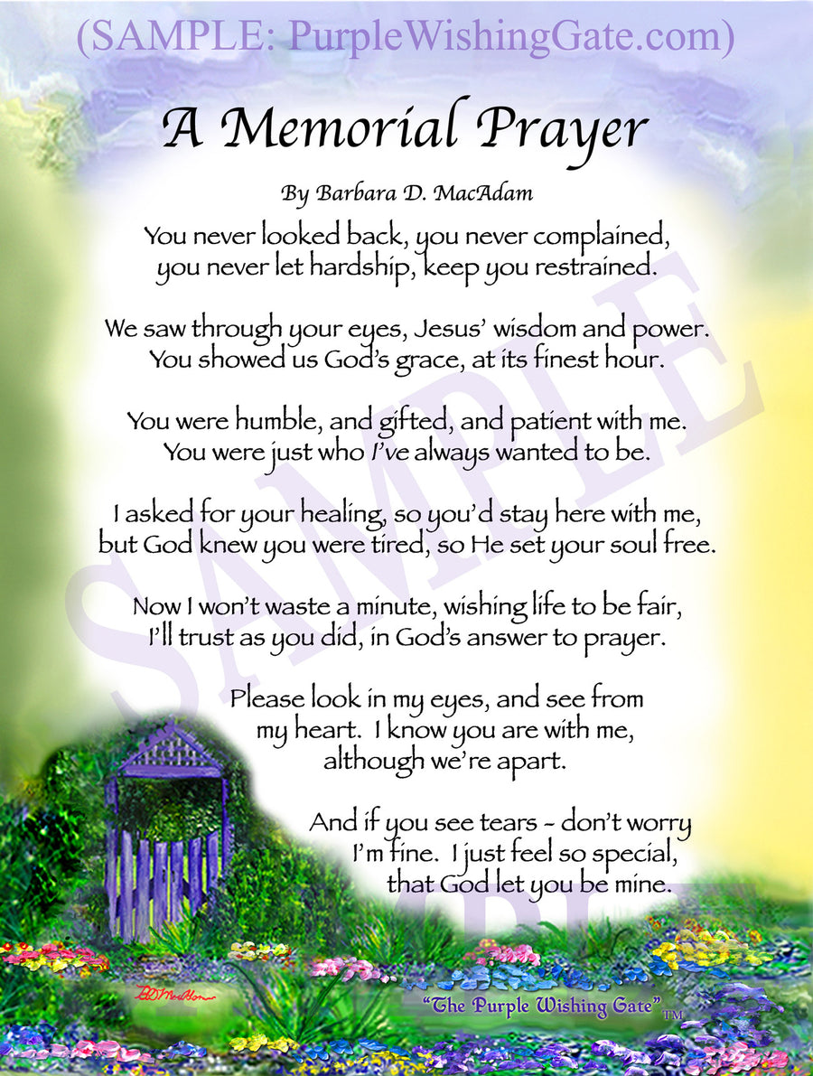 
              
        		A Memorial Prayer - Memorial Gift - PurpleWishingGate.com
        		
        	