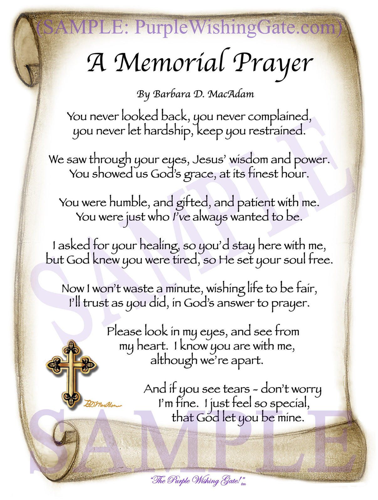 A Memorial Prayer - Memorial Gift - PurpleWishingGate.com
