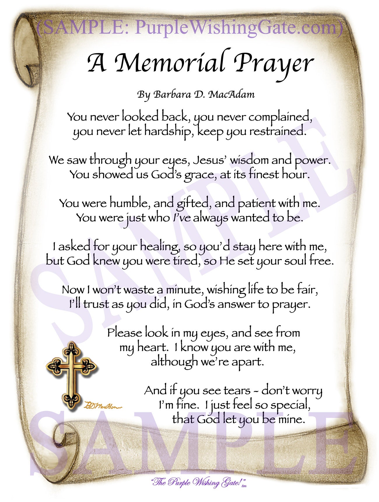 A Memorial Prayer - Memorial Gift - PurpleWishingGate.com