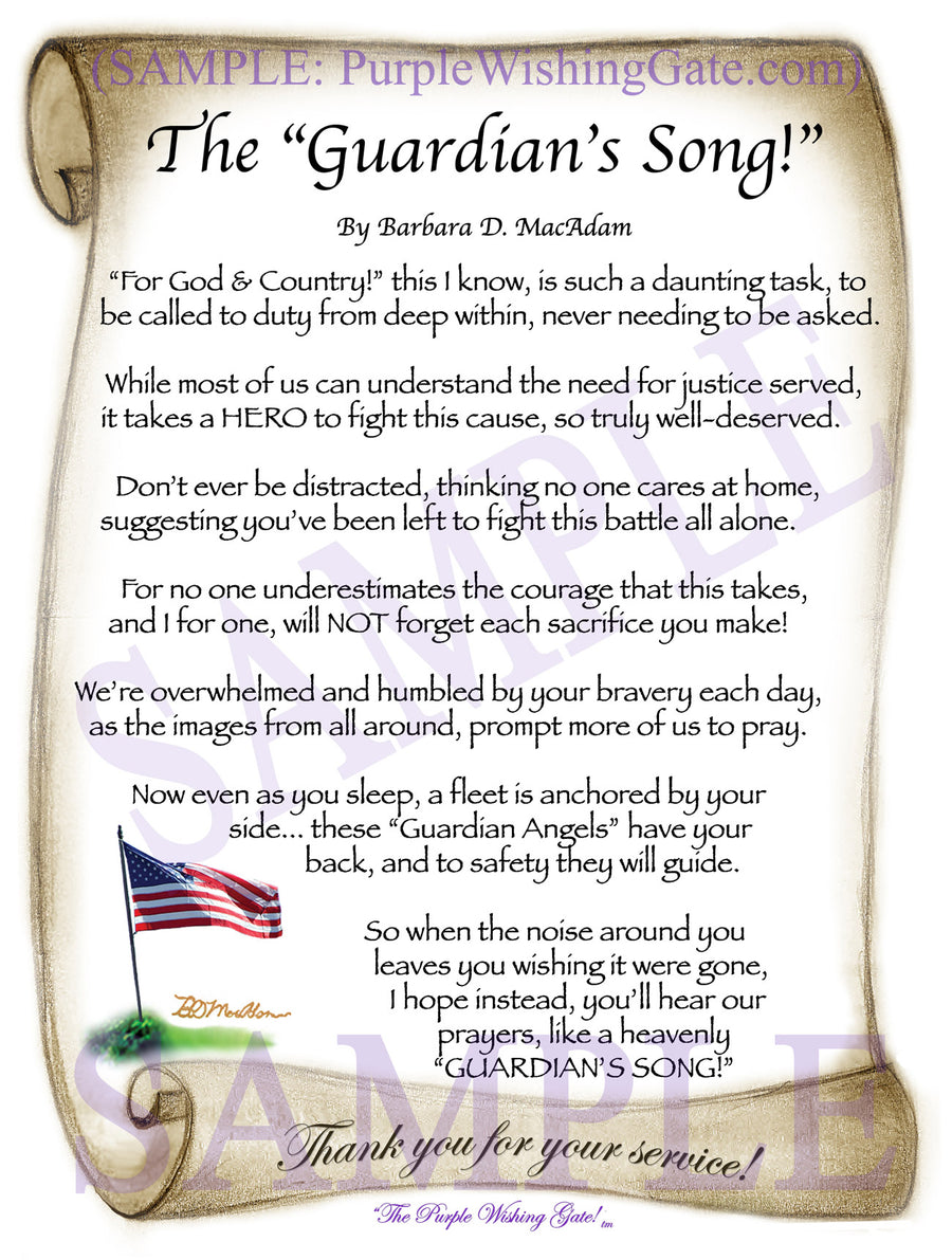 
              
        		The Guardian&#39;s Song! - Military Gift - PurpleWishingGate.com
        		
        	
