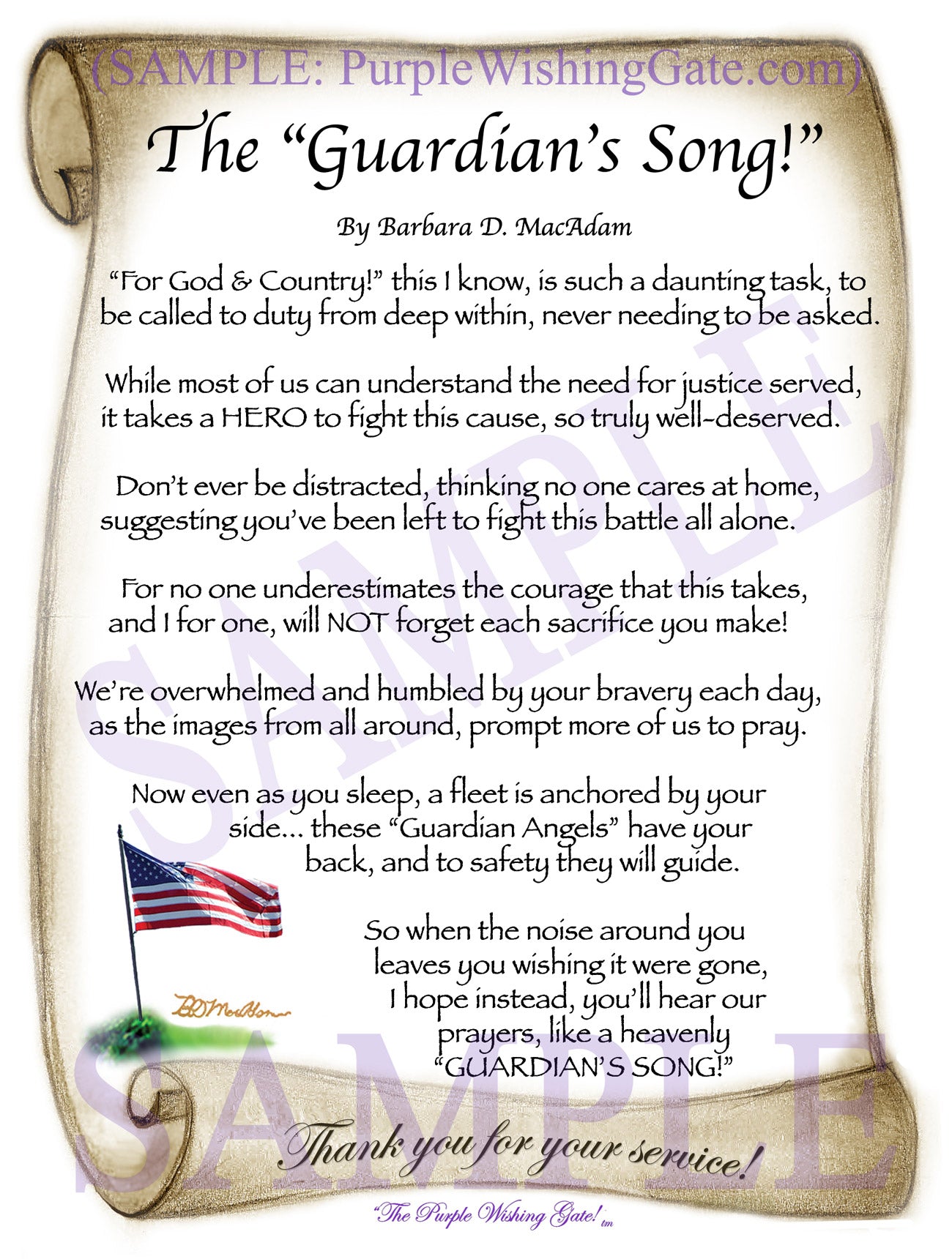 The Guardian's Song! - Military Gift - PurpleWishingGate.com