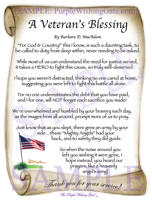 A Veteran's Blessing - Military Gift - PurpleWishingGate.com