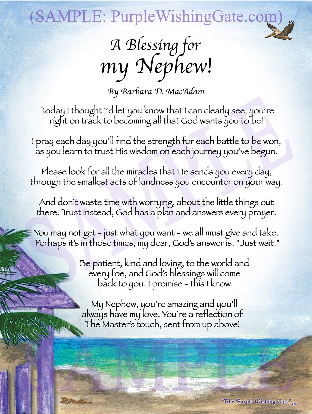 A Blessing for my Nephew! (child-adult) - Gifts for Nephew - PurpleWishingGate.com