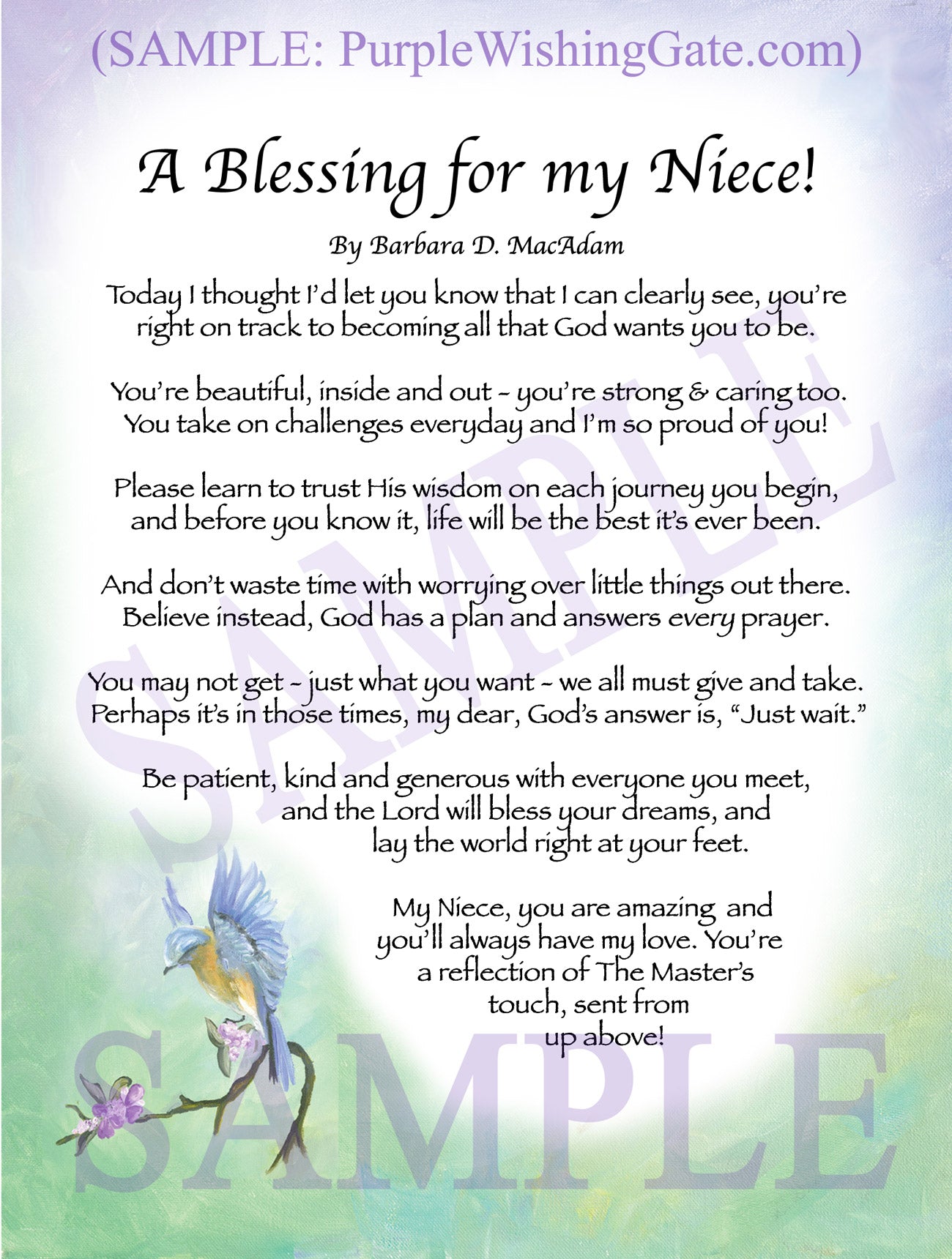 A Blessing for my Niece! (child-adult) - Gifts for Niece - PurpleWishingGate.com