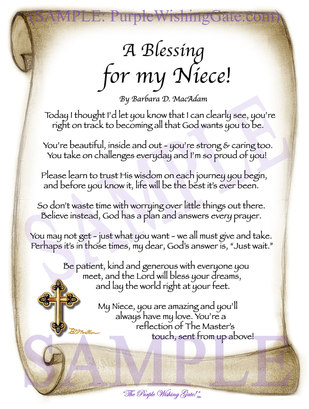 A Blessing for my Niece! (child-adult) - Gifts for Niece - PurpleWishingGate.com