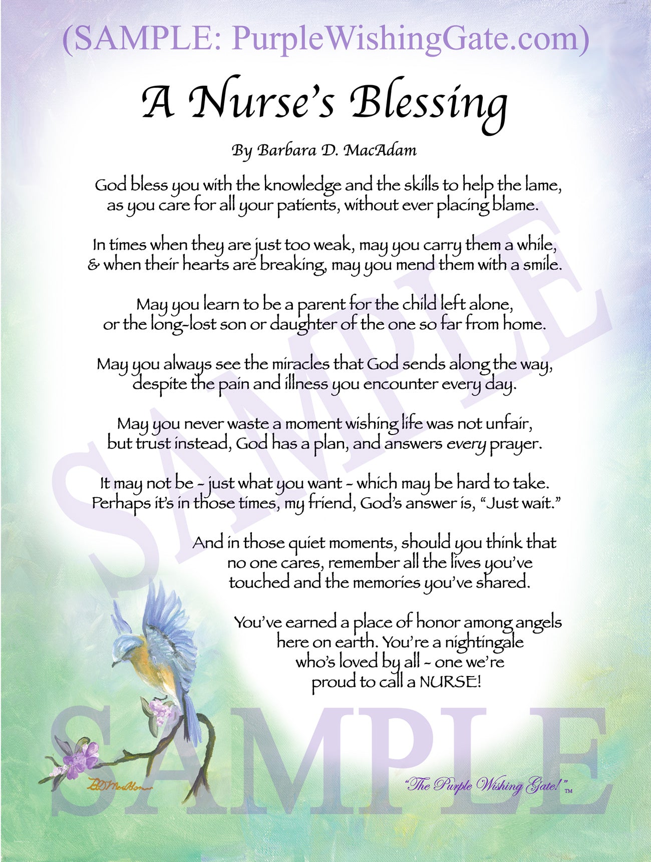 A Nurse's Blessing - Nurse's Gift - PurpleWishingGate.com