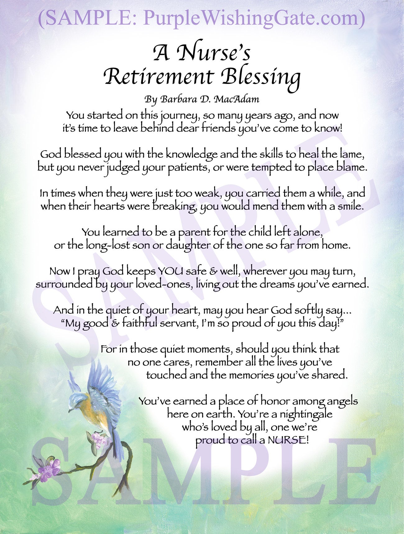 A Nurse's Retirement Blessing - Retirement Gift - PurpleWishingGate.com