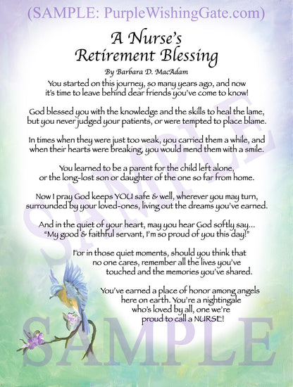 A Nurse's Retirement Blessing - Retirement Gift - PurpleWishingGate.com