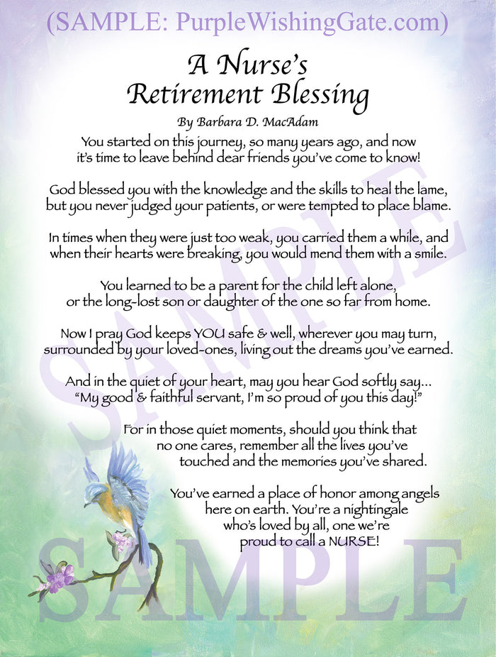 Nurse Retirement Gift - Personalized Blessing! | PurpleWishingGate.com