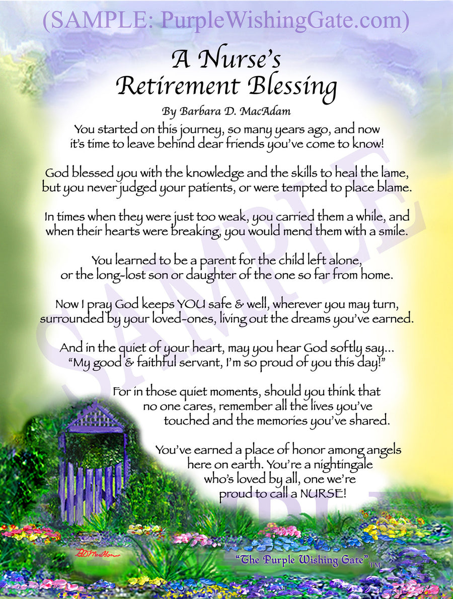 Nurse Retirement Gift - Personalized Blessing! | PurpleWishingGate.com