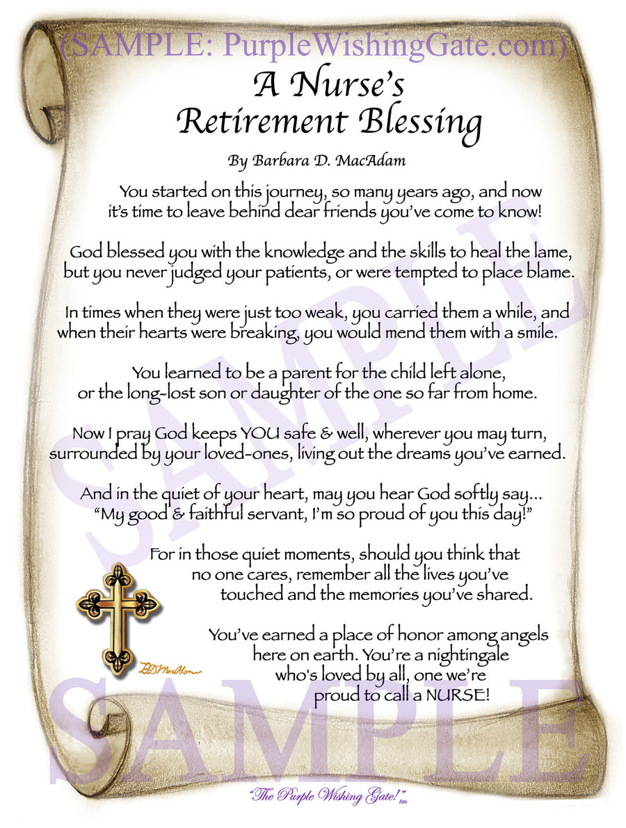 
              
        		A Nurse&#39;s Retirement Blessing - Retirement Gift - PurpleWishingGate.com
        		
        	