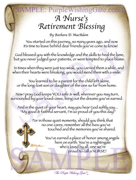 A Nurse's Retirement Blessing - Retirement Gift - PurpleWishingGate.com