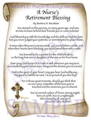 A Nurse's Retirement Blessing - Retirement Gift - PurpleWishingGate.com