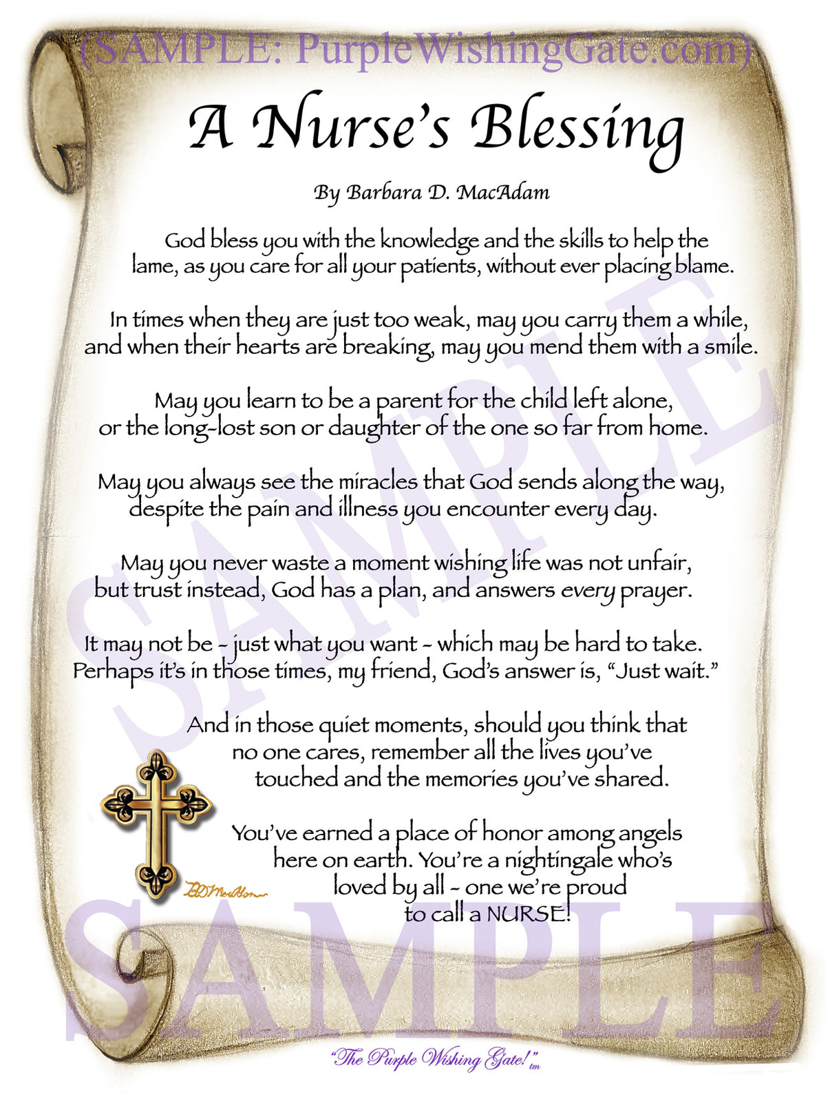 A Nurse's Blessing - Nurse's Gift - PurpleWishingGate.com