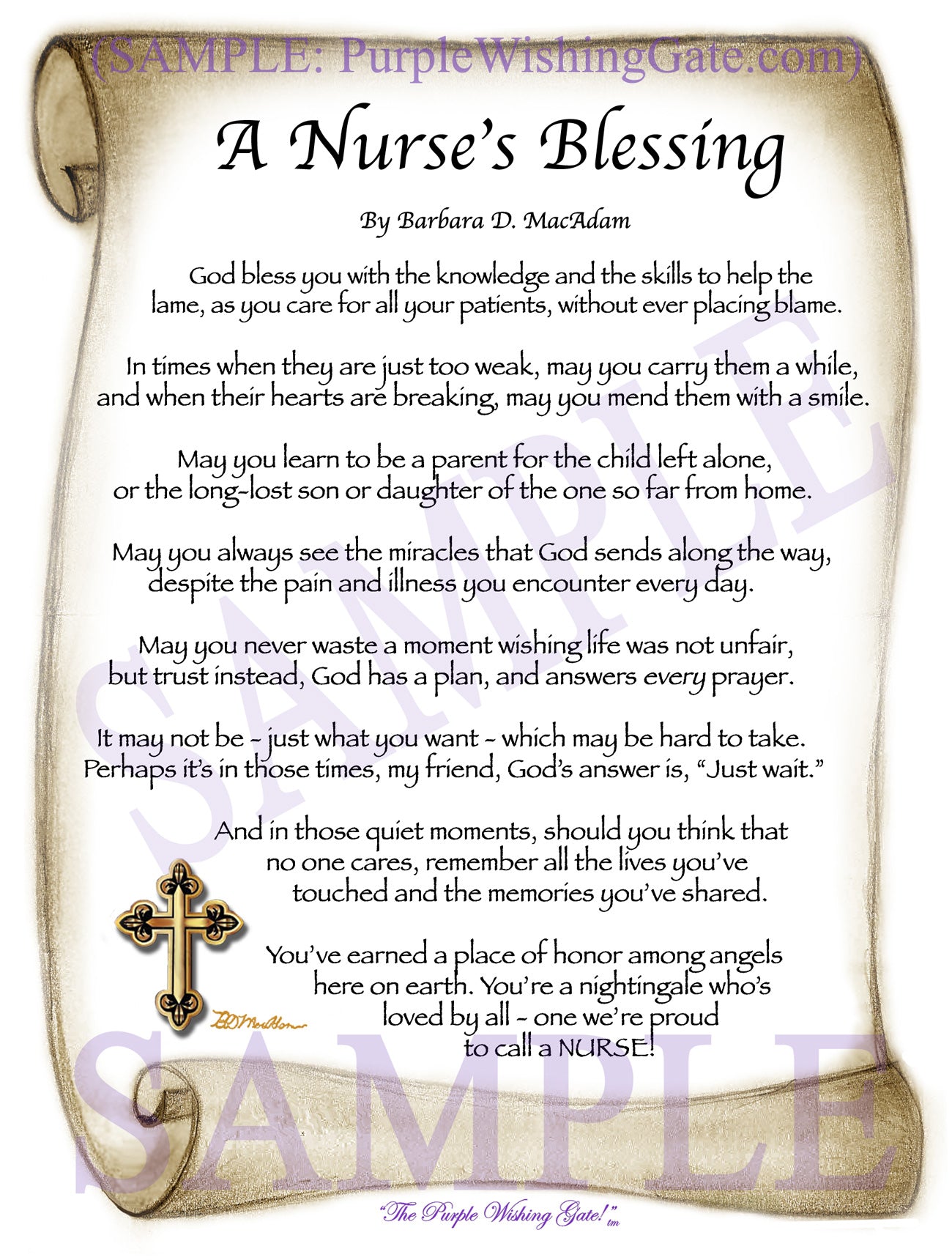 A Nurse's Blessing - Nurse's Gift - PurpleWishingGate.com