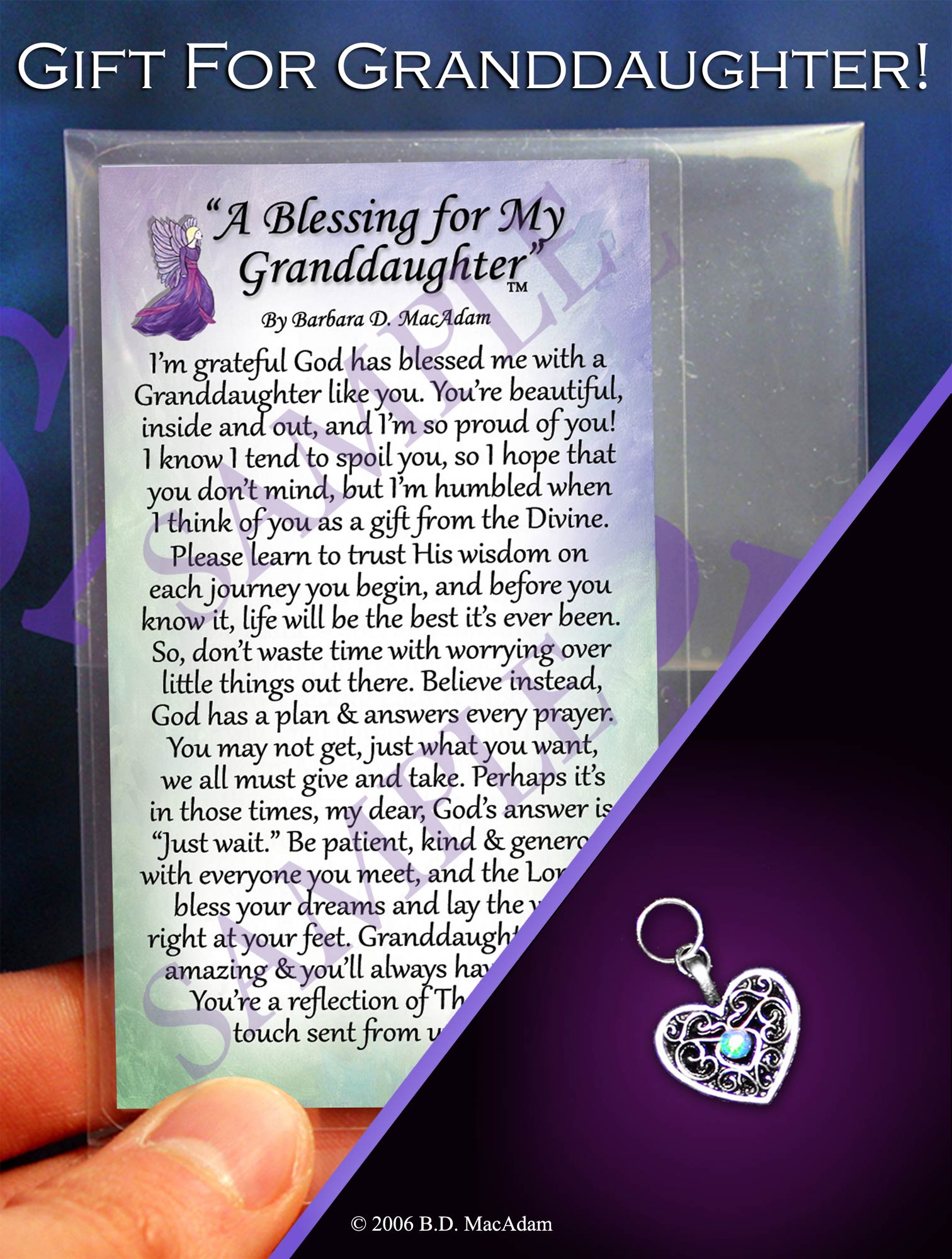 A Blessing for My Granddaughter - Pocket Blessing | PurpleWishingGate.com