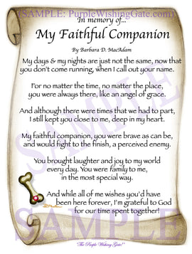 In memory of... My Faithful Companion - Pet Blessing - PurpleWishingGate.com