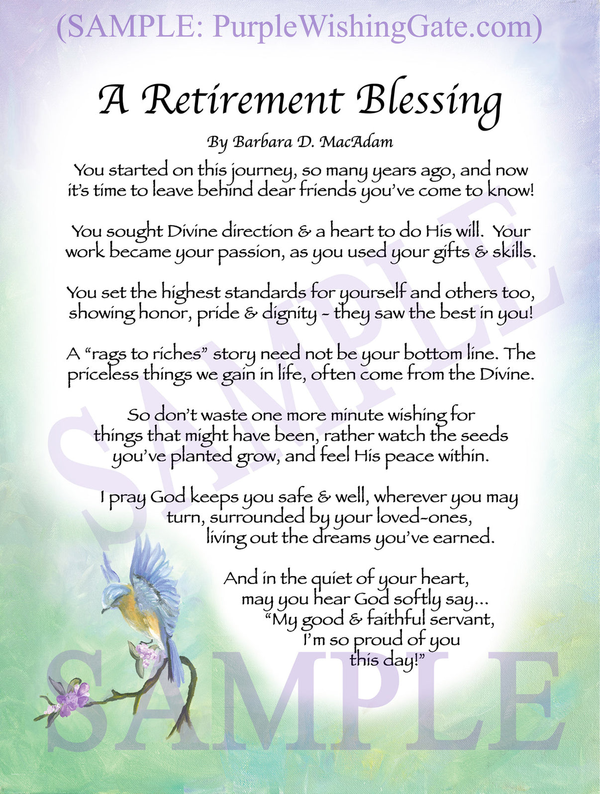 A Retirement Blessing - Retirement Gift - PurpleWishingGate.com