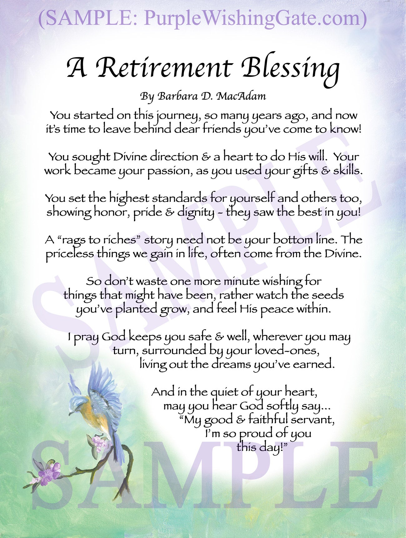A Retirement Blessing - Retirement Gift - PurpleWishingGate.com