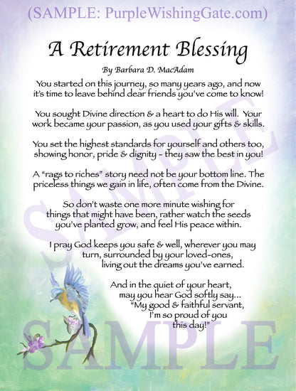 A Retirement Blessing - Retirement Gift - PurpleWishingGate.com