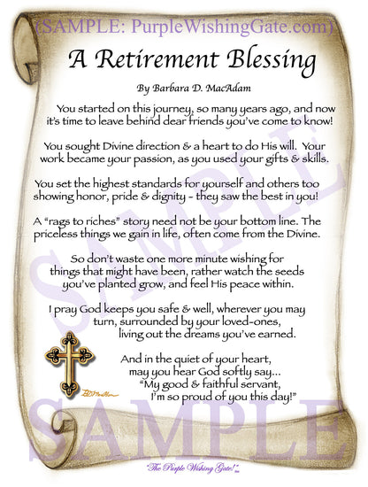 A Retirement Blessing - Retirement Gift - PurpleWishingGate.com