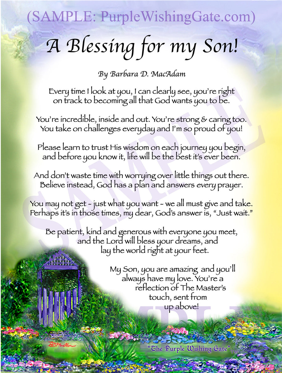 A Blessing for My Son: Personalized, Framed Gift! | PurpleWishingGate