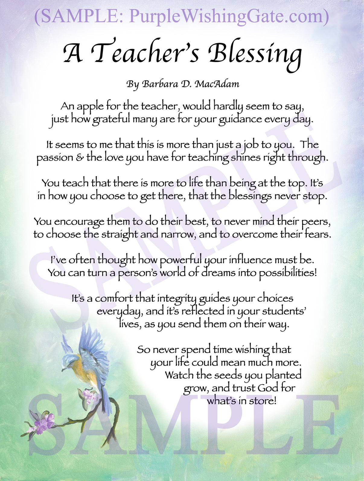 A Teacher's Blessing - Teacher's Gift - PurpleWishingGate.com