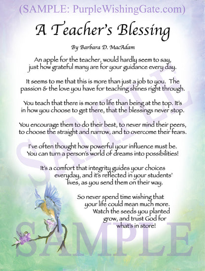 A Teacher's Blessing - Teacher's Gift - PurpleWishingGate.com