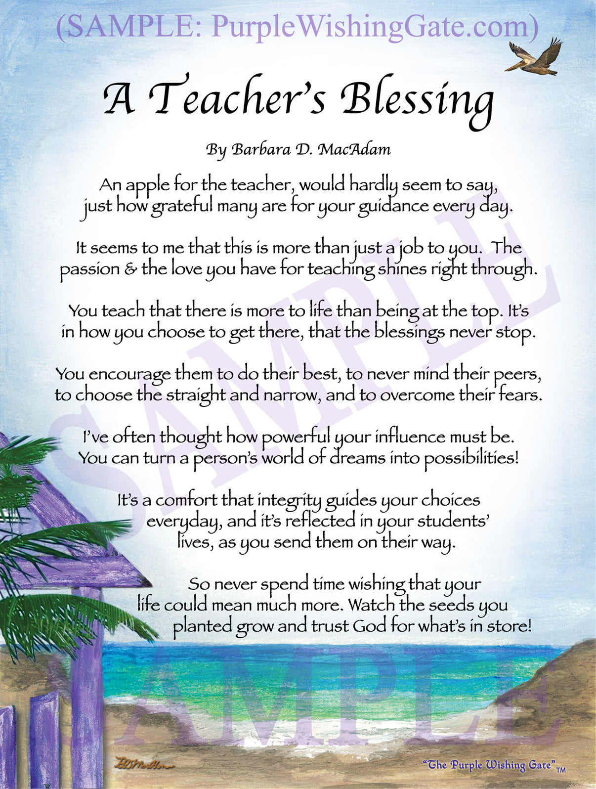 A Teacher's Blessing - Teacher's Gift - PurpleWishingGate.com