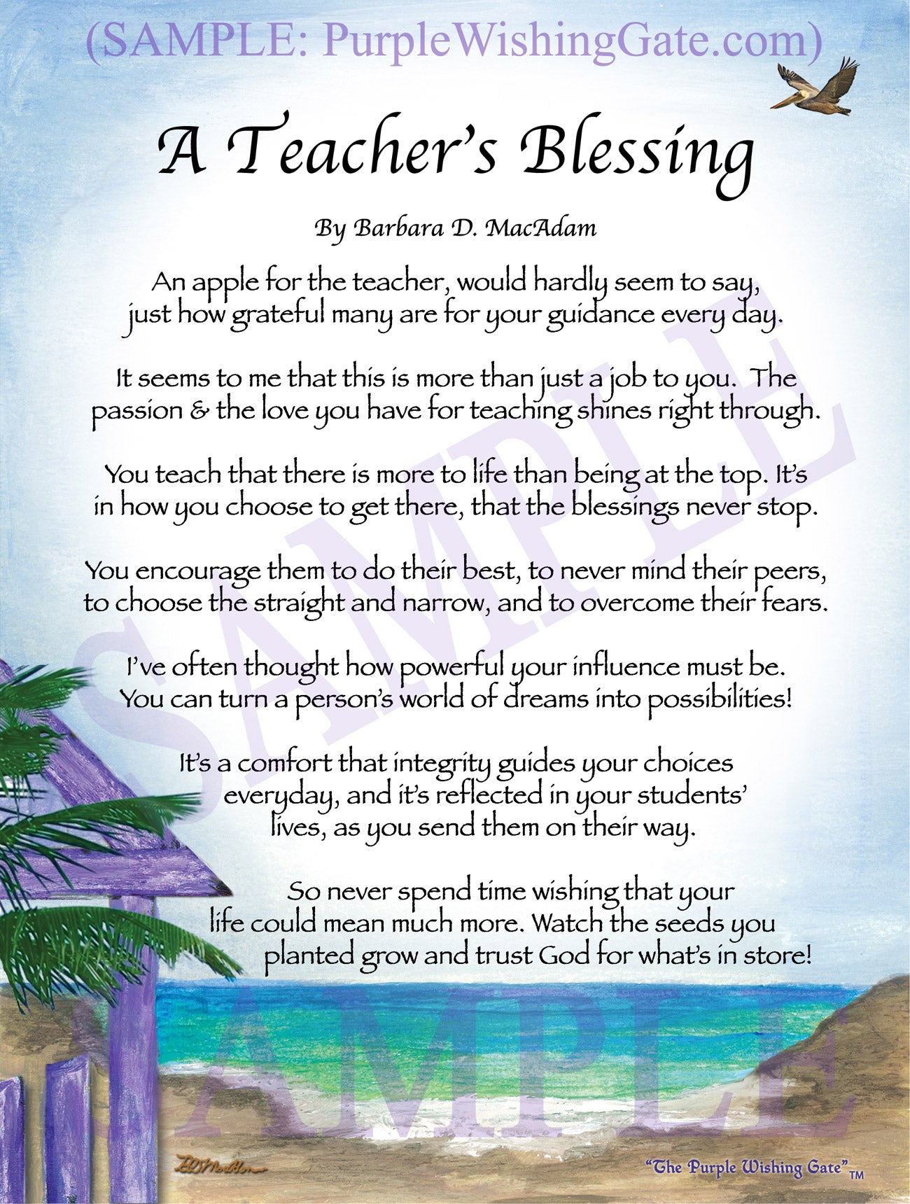 A Teacher's Blessing - Teacher's Gift - PurpleWishingGate.com