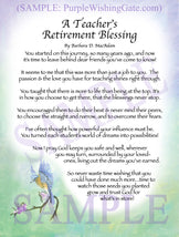 A Teacher's Retirement Blessing - Retirement Gift - PurpleWishingGate.com