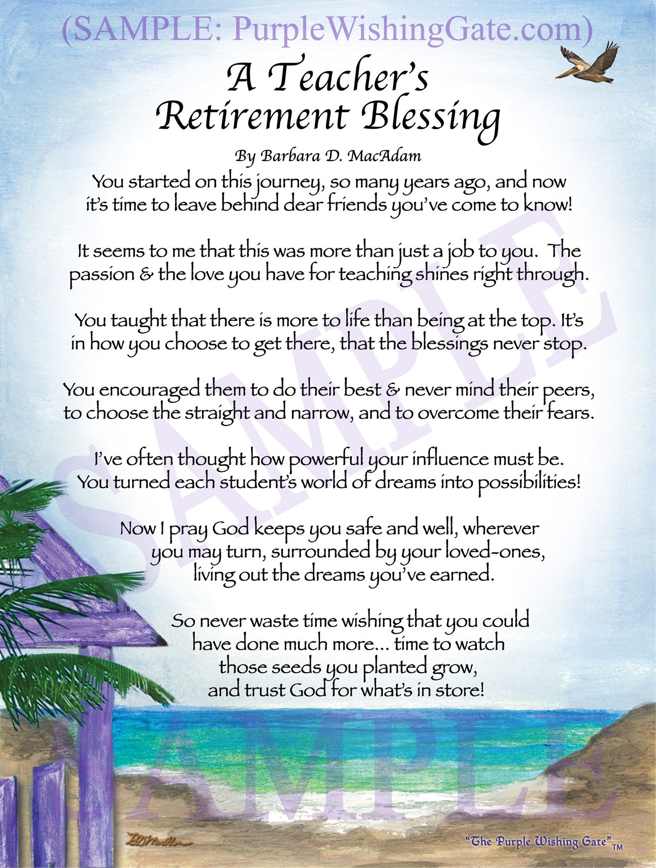 A Teacher's Retirement Blessing - Retirement Gift - PurpleWishingGate.com
