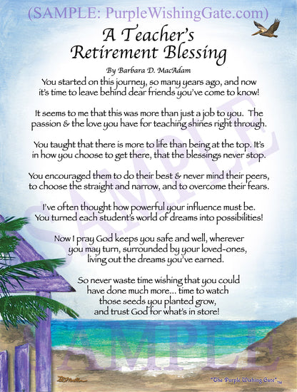 A Teacher's Retirement Blessing - Retirement Gift - PurpleWishingGate.com